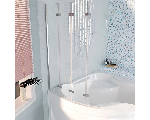Шторка на ванну Radomir Смайл 100x140 1-08-2-0-0-198 профиль Хром стекло прозрачное