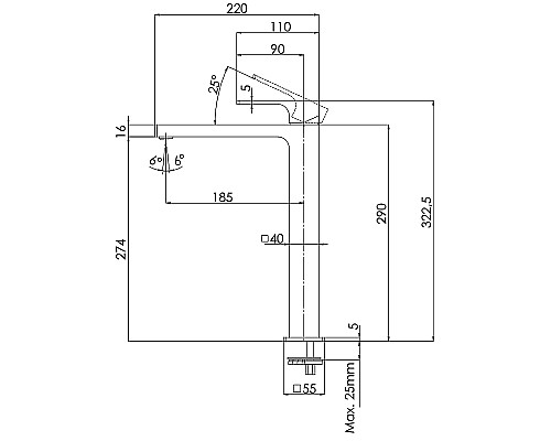 Смеситель для раковины Remer Absolute AU11LCFP Черный брашированный хром