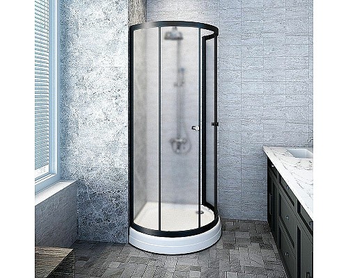 Душевой уголок Radomir Стронг 90x90 1-03-6-0-0-1801 профиль Черный стекло матовое