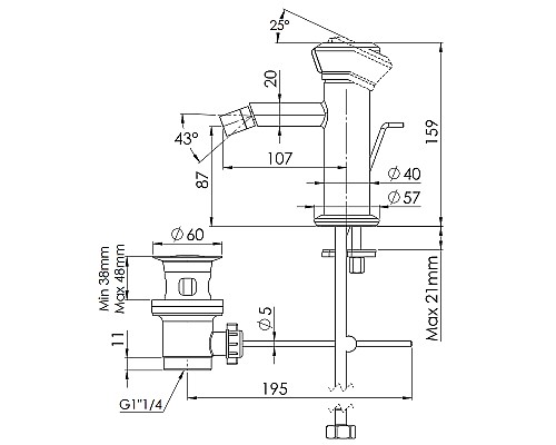 Смеситель для биде Remer Element ET20 Хром