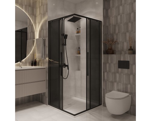 Душевой уголок Niagara Nova 80х80 NG-2822-34BLACK профиль Черный матовый стекло тонированное