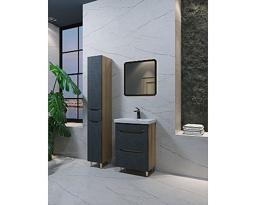 Шкаф пенал Bellezza Слим 30 L 4626502092426 Серый Натуральный дуб