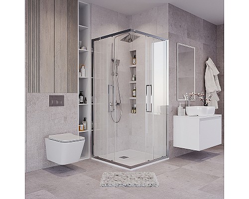 Душевой уголок Grossman Cosmo 80х80 300.K33.02.8080.10.00 профиль Хром стекло прозрачное