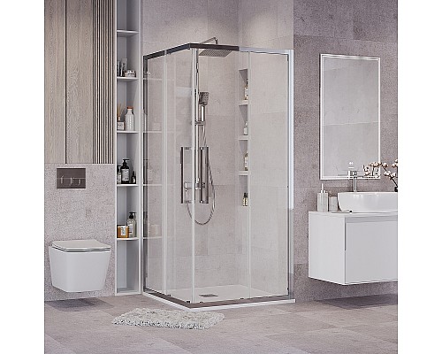 Душевой уголок Grossman Cosmo 80х80 300.K33.02.8080.10.00 профиль Хром стекло прозрачное