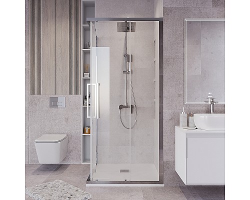 Душевой уголок Grossman Cosmo 80х80 300.K33.02.8080.10.00 профиль Хром стекло прозрачное