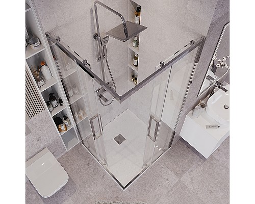 Душевой уголок Grossman Cosmo 80х80 300.K33.02.8080.10.00 профиль Хром стекло прозрачное