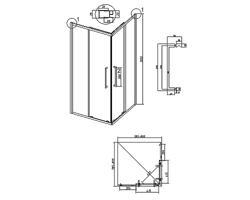 Душевой уголок Grossman Cosmo 80х80 300.K33.02.8080.10.00 профиль Хром стекло прозрачное