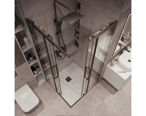 Душевой уголок Grossman Cosmo 80х80 300.K33.02.8080.42.00 профиль Графит сатин стекло прозрачное