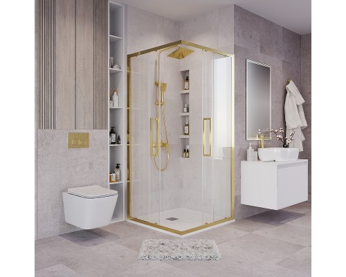 Душевой уголок Grossman Cosmo 80х80 300.K33.02.8080.32.00 профиль Золото сатин стекло прозрачное