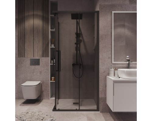 Душевой уголок Grossman Cosmo 80х80 300.K33.02.8080.21.10 профиль Черный матовый стекло тонированное