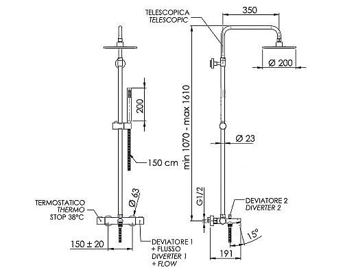 Душевая система Remer Elegance EQ34A7MDMD20 с термостатом Хром