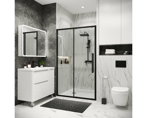 Душевая дверь Grossman Cosmo 140 100.K33.02.140.21.00 профиль Черный матовый стекло прозрачное