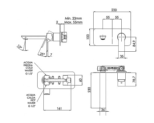 Смеситель для раковины Remer Energy EY15L Хром