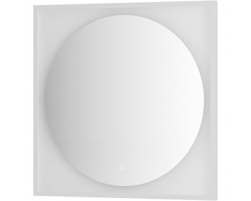 Зеркало Defesto Eclipce 80х80 с подсветкой 18W-3000К/в багетной раме/Сенсорный выключатель/Теплый белый свет/Белая рама