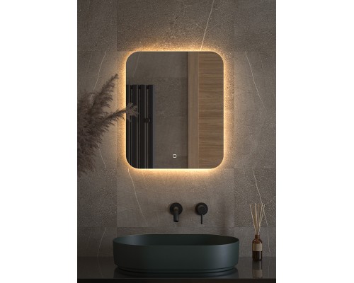 Зеркало Defesto Opti 50x60 с подсветкой 19W-3000К/Сенсорный выключатель/Теплый белый свет