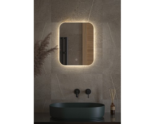 Зеркало Defesto Opti 40x50 с подсветкой 15W-4500К/Сенсорный выключатель/Нейтральный белый свет
