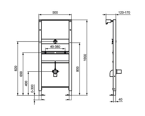 Инсталляция Ideal Standard Prosys R010367 для писсуара Серая