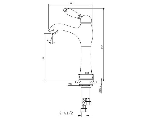 Смеситель для раковины Caprigo Adria-Uno Black Edition 02B-525-crm Хром