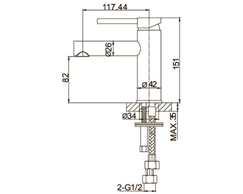 Смеситель для раковины Caprigo Don 53-020-CRM Хром