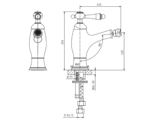 Смеситель для биде Caprigo Fonte 12-533-crm Хром