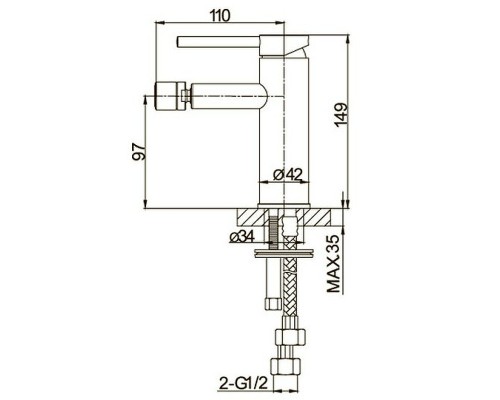 Смеситель для биде Caprigo Don 53-030-BRG Золото матовое