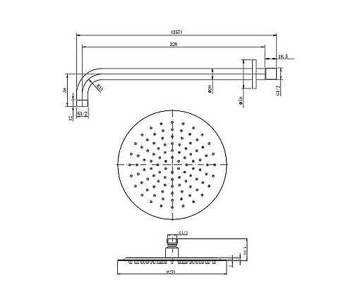 Верхний душ Caprigo Parts 99-523-GUN Вороненая сталь