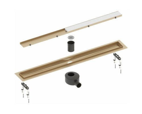 Душевой лоток Timo Drain System 90 с решеткой Золото матовое / под плитку