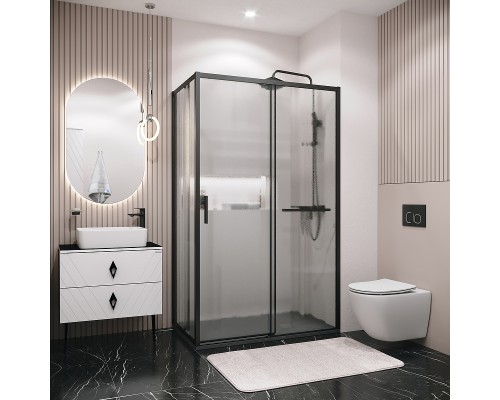 Душевой уголок Grossman Style 110х70 профиль Черный матовый стекло шиншилла