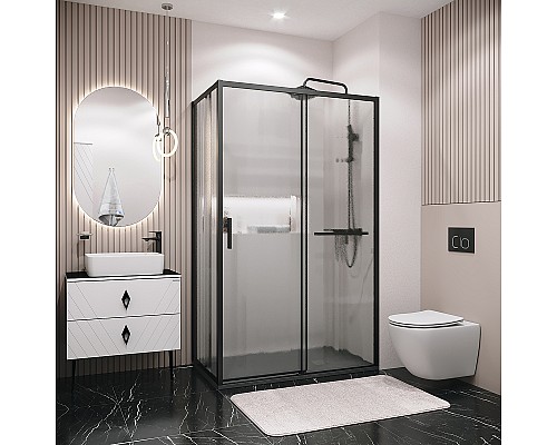 Душевой уголок Grossman Style 120х80 120.K33.05.1280.21.02 профиль Черный матовый стекло шиншилла