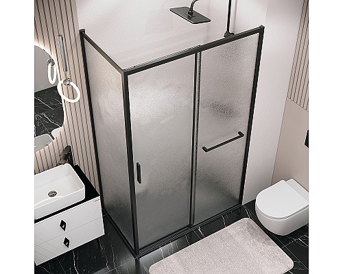 Душевой уголок Grossman Style 120х80 120.K33.05.1280.21.02 профиль Черный матовый стекло шиншилла