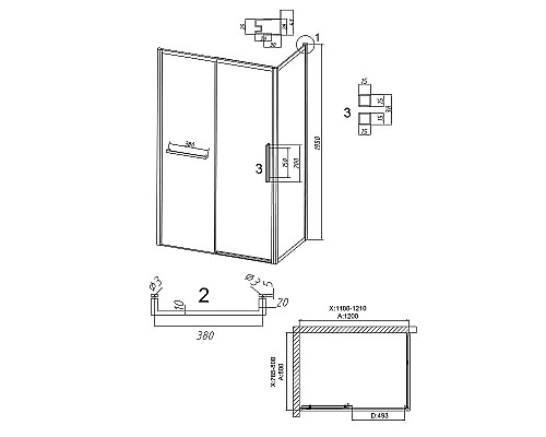 Душевой уголок Grossman Style 120х80 120.K33.05.1280.21.02 профиль Черный матовый стекло шиншилла