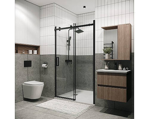 Душевая дверь Grossman Classic 100 100.K33.04.100.21.00 профиль Черный матовый стекло прозрачное