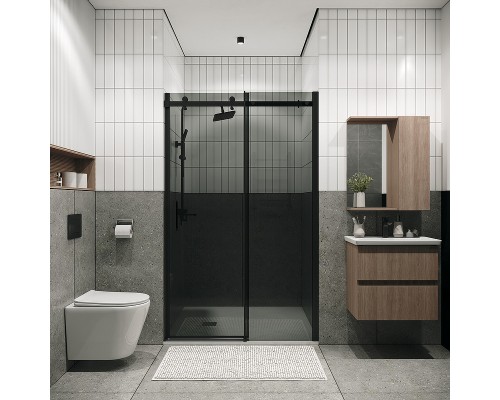 Душевая дверь Grossman Classic 110 100.K33.04.110.21.10 профиль Черный матовый стекло тонированное