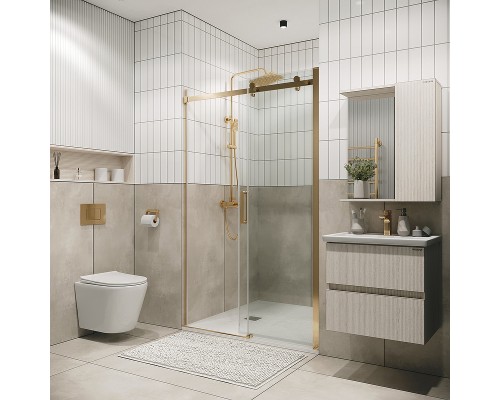 Душевая дверь Grossman Classic 120 100.K33.04.120.32.00 профиль Золото сатин стекло прозрачное