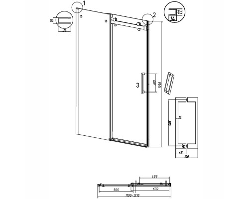 Душевая дверь Grossman Classic 120 100.K33.04.120.32.00 профиль Золото сатин стекло прозрачное