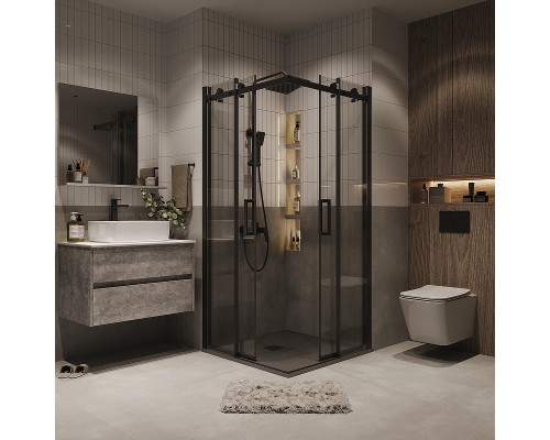 Душевой уголок Grossman Classic 100х100 300.K33.04.1010.21.00 профиль Черный матовый стекло прозрачное
