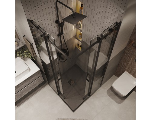 Душевой уголок Grossman Classic 100х100 300.K33.04.1010.21.00 профиль Черный матовый стекло прозрачное