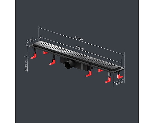 Душевой лоток AM.PM PrimeFlow 70 W02SC-P11-070-01BM с Черной матовой решеткой Cut Gradient