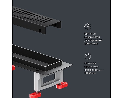 Душевой лоток AM.PM MasterFlow 70 W01SC-P11-070-01BM с Черной матовой решеткой Cut Gradient