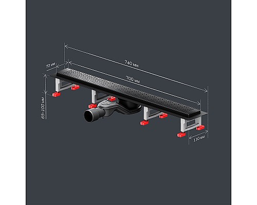 Душевой лоток AM.PM MasterFlow 70 W01SC-P11-070-01BM с Черной матовой решеткой Cut Gradient