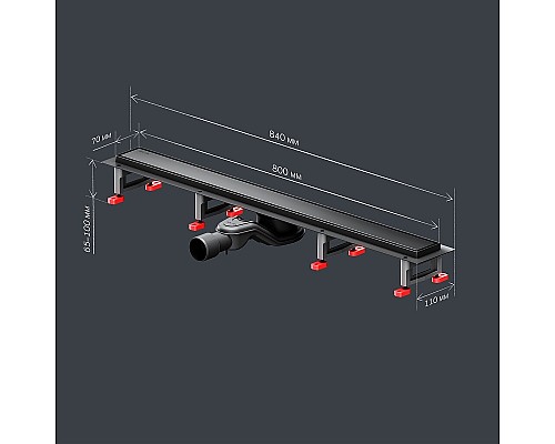 Душевой лоток AM.PM MasterFlow 80 W01SC-U11-080-04BM с Черной матовой решеткой / под плитку Tile