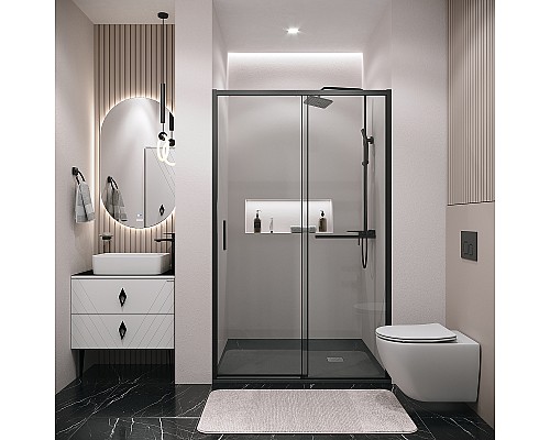 Душевая дверь Grossman Style 110 100.K33.05.110.21.00 профиль Черный матовый стекло прозрачное