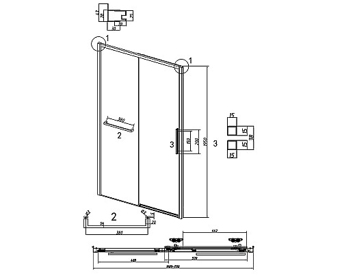 Душевая дверь Grossman Style 110 100.K33.05.110.21.00 профиль Черный матовый стекло прозрачное