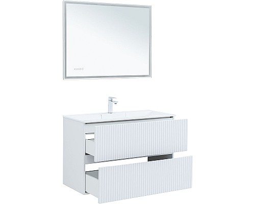 Тумба под раковину Aquanet Джейн 100 313288 подвесная Белая матовая