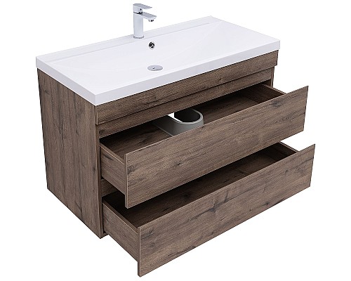 Тумба под раковину Aquanet Нота New 100 334194 подвесная Дуб веллингтон табак
