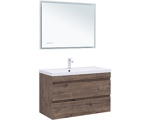 Тумба под раковину Aquanet Нота New 100 334194 подвесная Дуб веллингтон табак