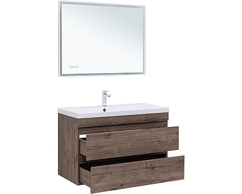 Тумба под раковину Aquanet Нота New 100 334194 подвесная Дуб веллингтон табак