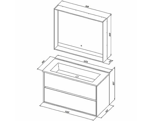 Тумба под раковину Aquanet Милан 105 316690 подвесная Черный глянец