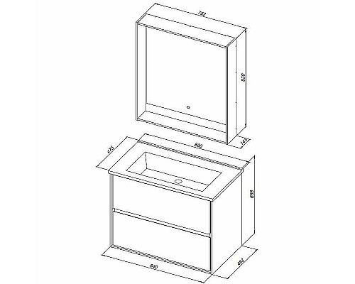 Тумба под раковину Aquanet Милан 85 316703 подвесная Черный глянец