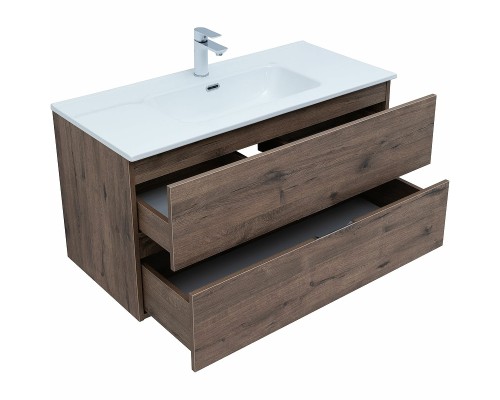 Тумба под раковину Aquanet Алвита New 100 334188 подвесная Дуб веллингтон табак